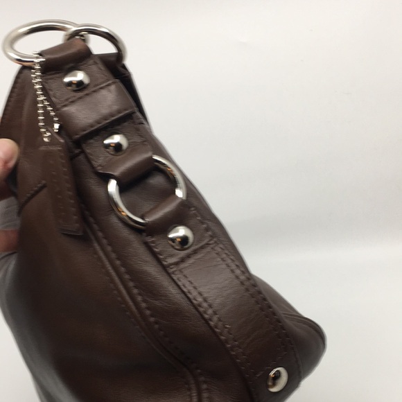 Coach Hobo Zoe F14707 Brown Leather Shoulder Bag with silver tone hardware - Picture 4 of 17